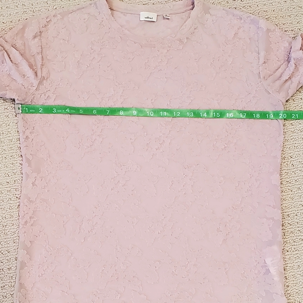 Wilfred Aritizia Dusty Pink Stretchy Sheer Floral Jacquard Top, Med. EUC - Picture 9 of 15